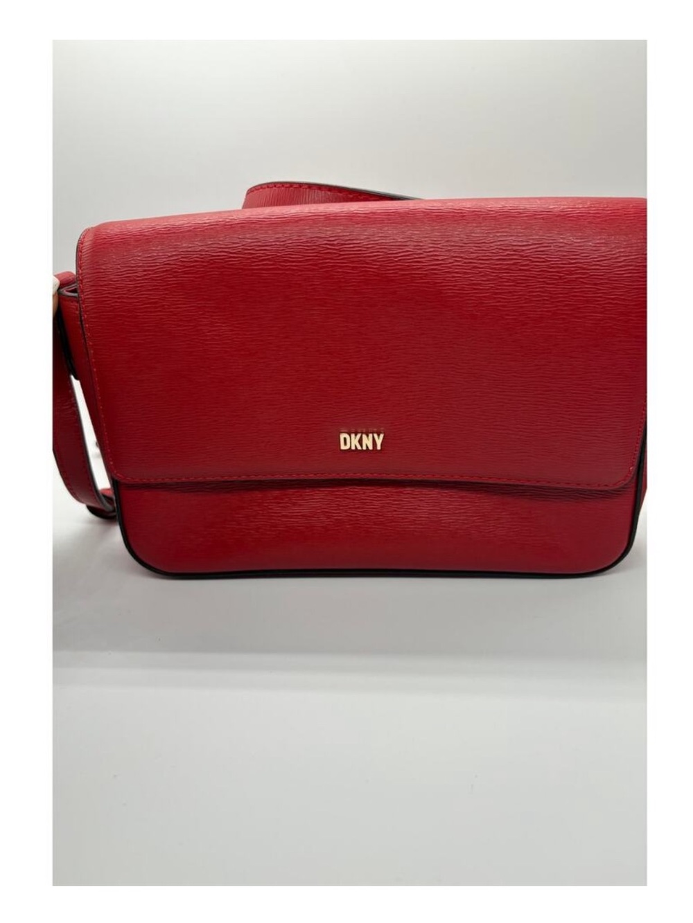 DKNY Red Leather Crossbody Bag with Gold Logo